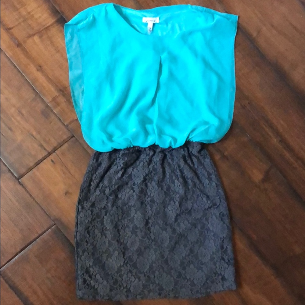 Cute holiday dress! Turquoise & grey lace! NWT